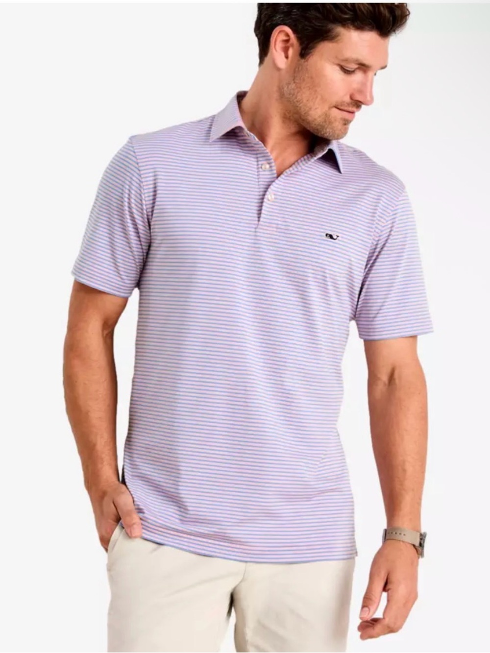 Vineyard VinesMen's Lavender Stripe Polo Shirt